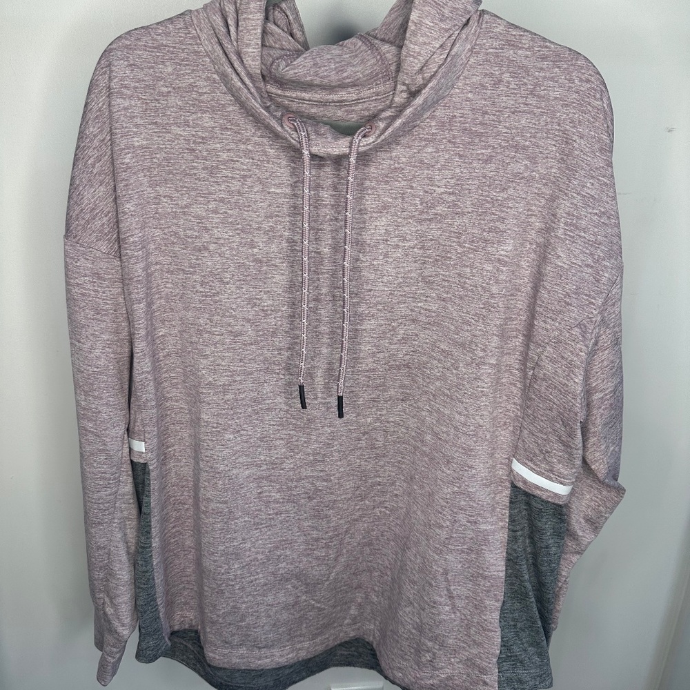 Serene Tangerine Purple & Grey Pullover Hoodie-Size XXL